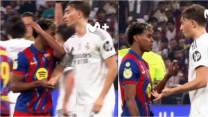 El tenso pique entre Lamine y Huijsen: ”No te equivoques”